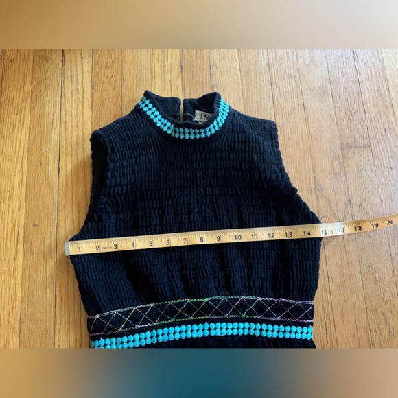 70s Vintage Sandine Originals Black Velour Maxi Dress with Shirred Bust - Picture 4 of 8